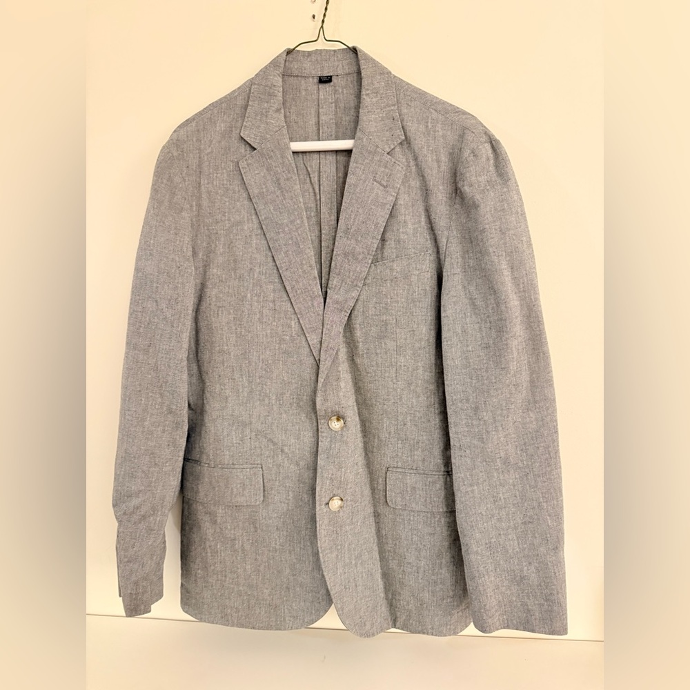 J. Crew Ludlow Slim Fit Unstructured Suit Jacket in Grey Cotton Linen